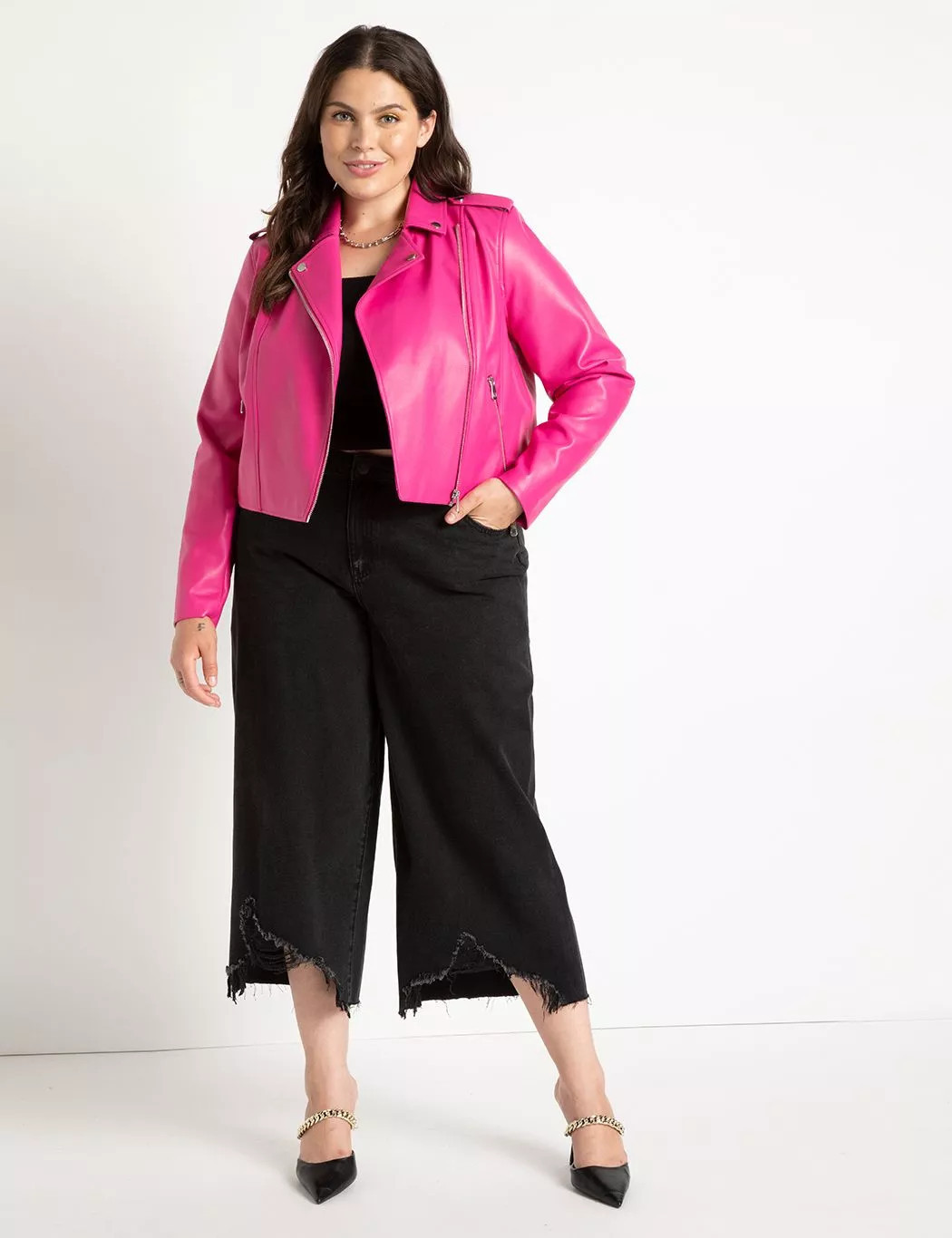 Faux Leather Moto Jacket | Women's Plus Size Coats + Jackets | ELOQUII | Eloquii