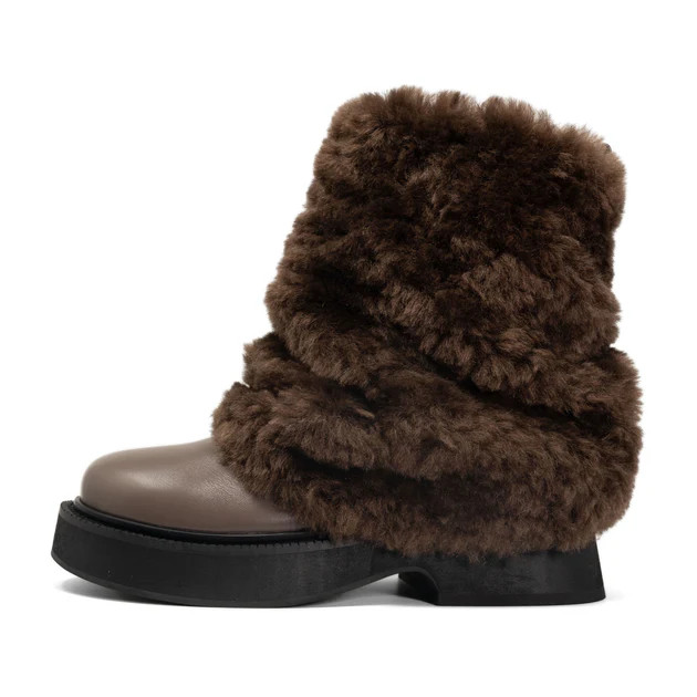 ROAM CLOUD MOTO BOOT TAUPE VEGAN LEATHER & SHEARLING | ROAM