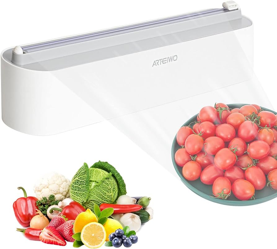 Magnetic Refillable Plastic Wrap Dispenser With Cutter, Tin Aluminum Foil Dispenser with Cutter, ... | Amazon (US)