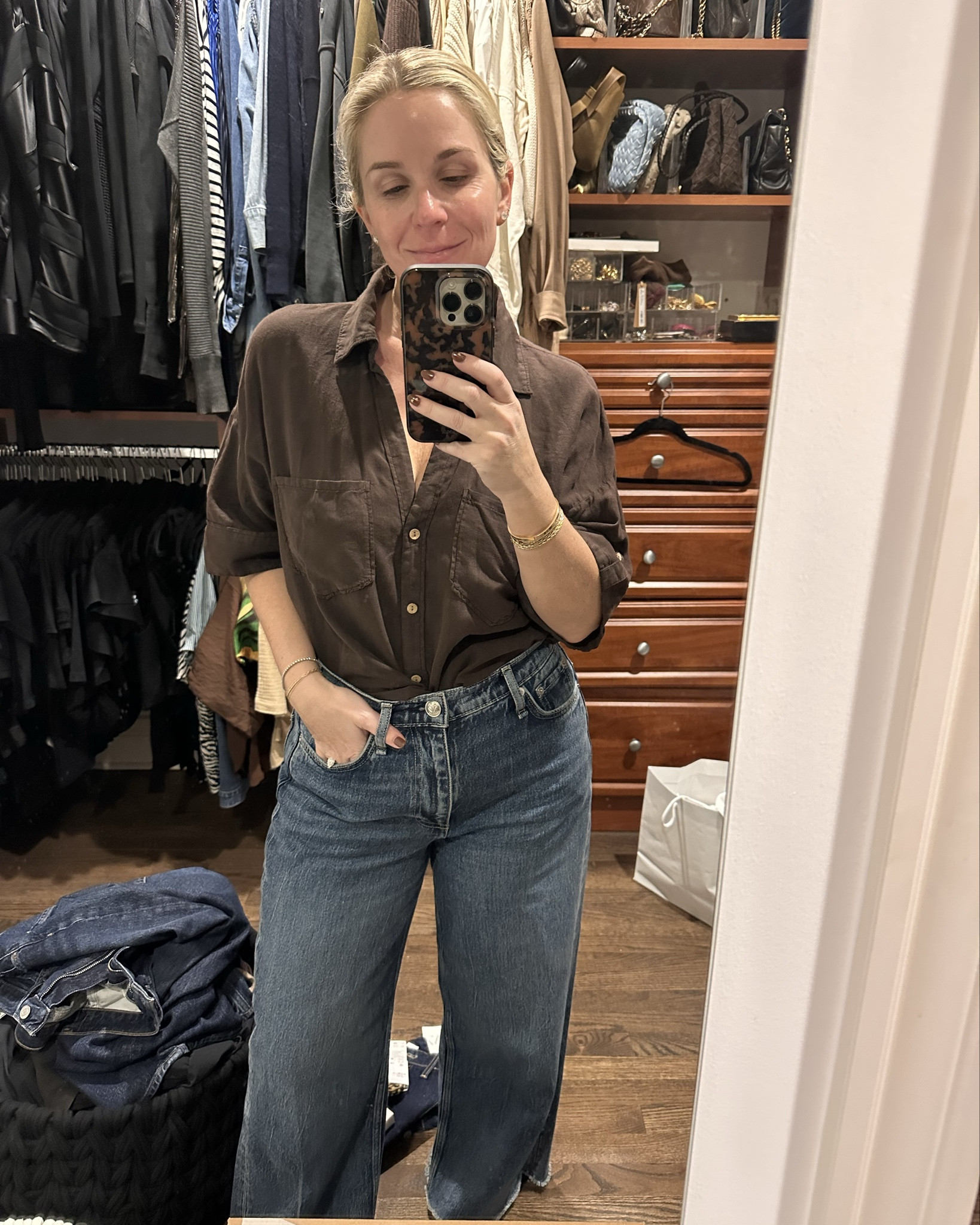 Cutey Zara brown linen top 