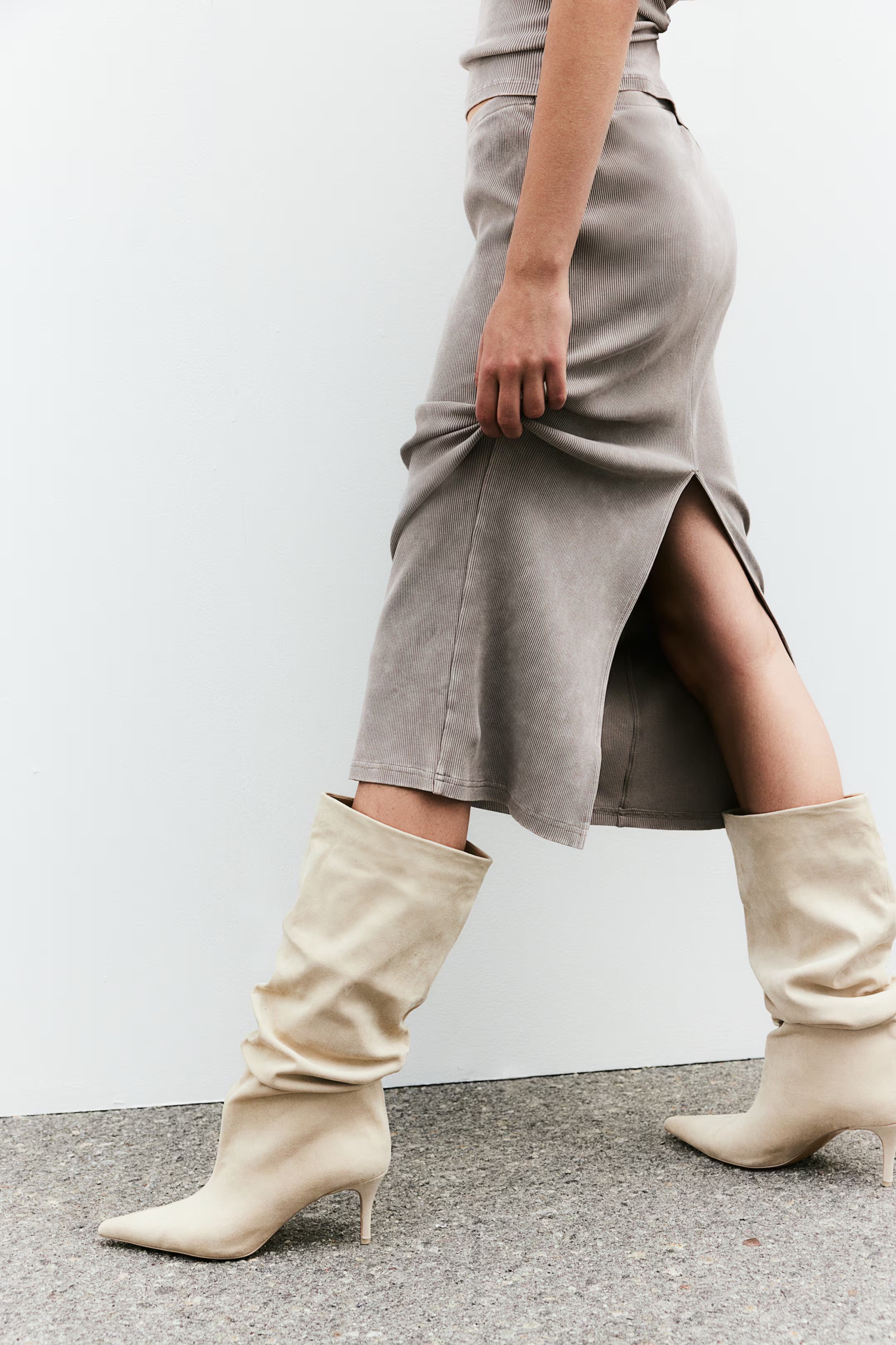 Ruched-shaft boots | H&M (UK, MY, IN, SG, PH, TW, HK)