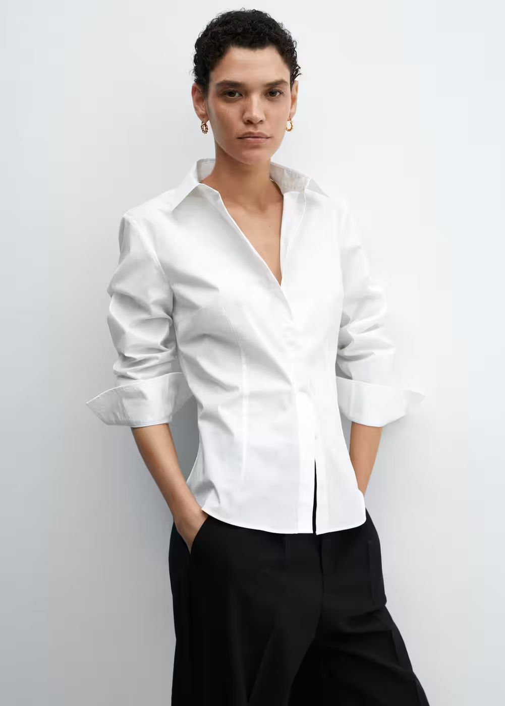 Fitted cotton shirt -  Women | Mango United Kingdom | MANGO (UK)