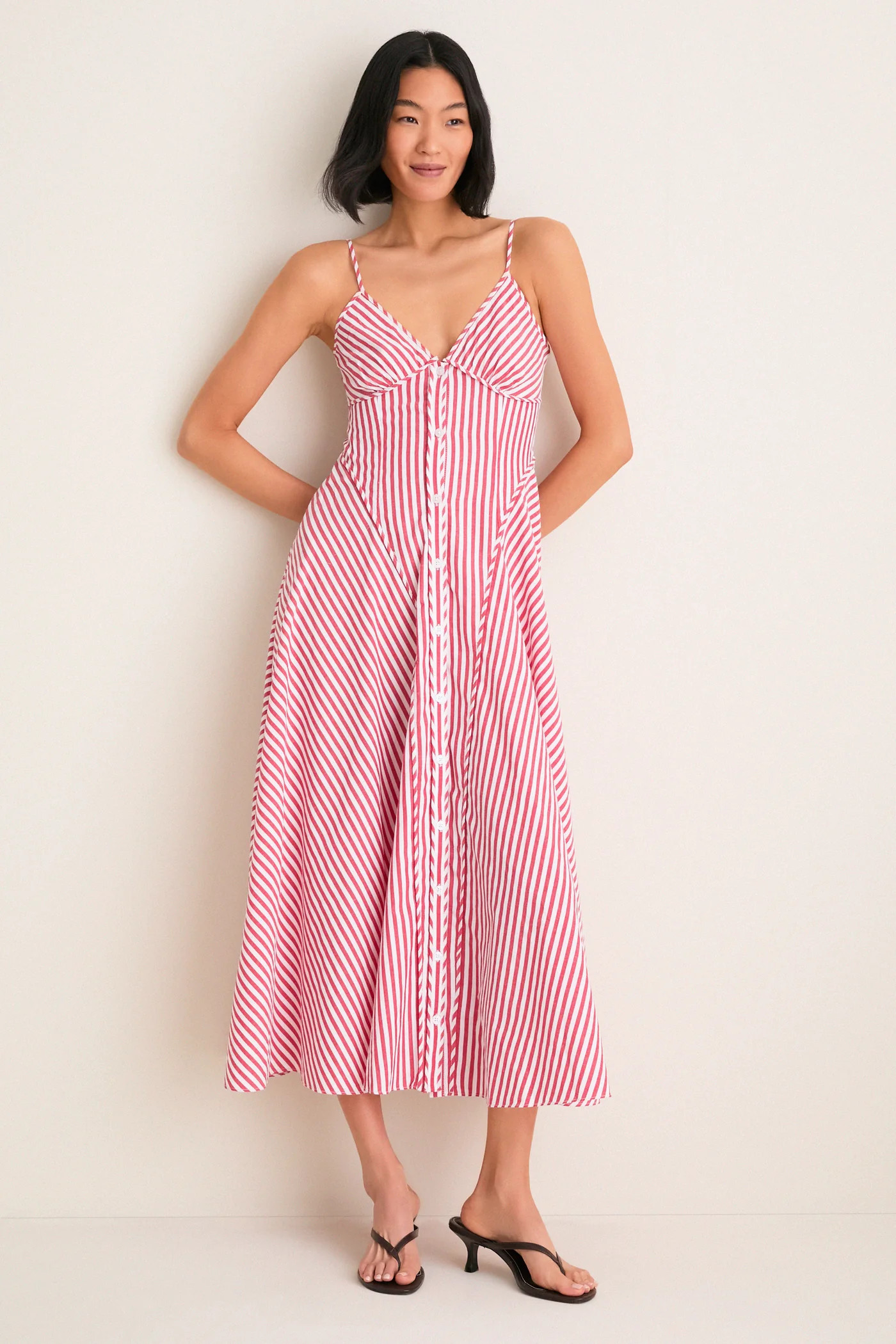 Red and White Striped Arabella Midi Dress | Tuckernuck (US)