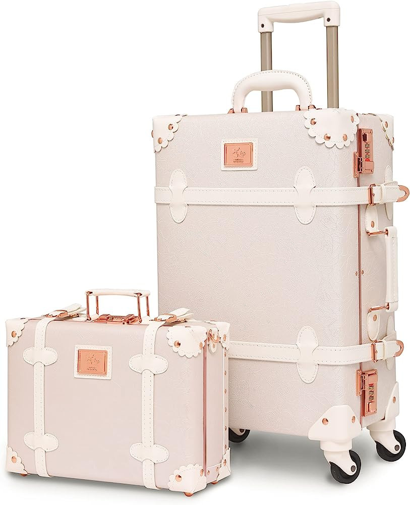 urecity vintage suitcase set for women, vintage luggage sets for women 2 piece, cute designer trunk  | Amazon (US)
