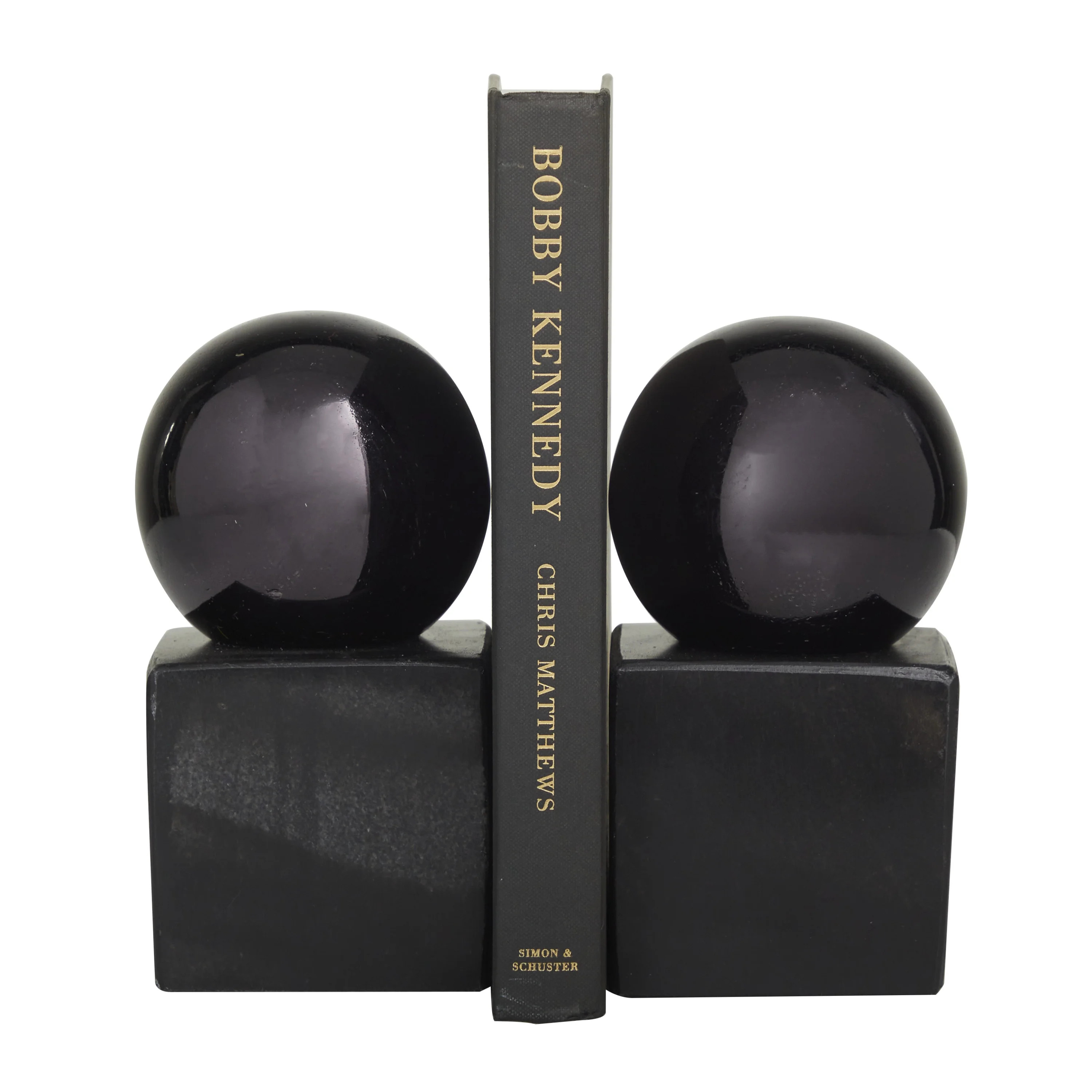 CosmoLiving by Cosmopolitan 4" Orb Black Marble Bookends (Set of 2) | Walmart (US)