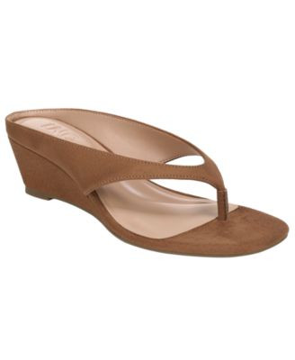 I.n.c. International Concepts Women's Carliee Thong Wedge Sandals, Macy's Exclusive - Rich Truffle | Macy's