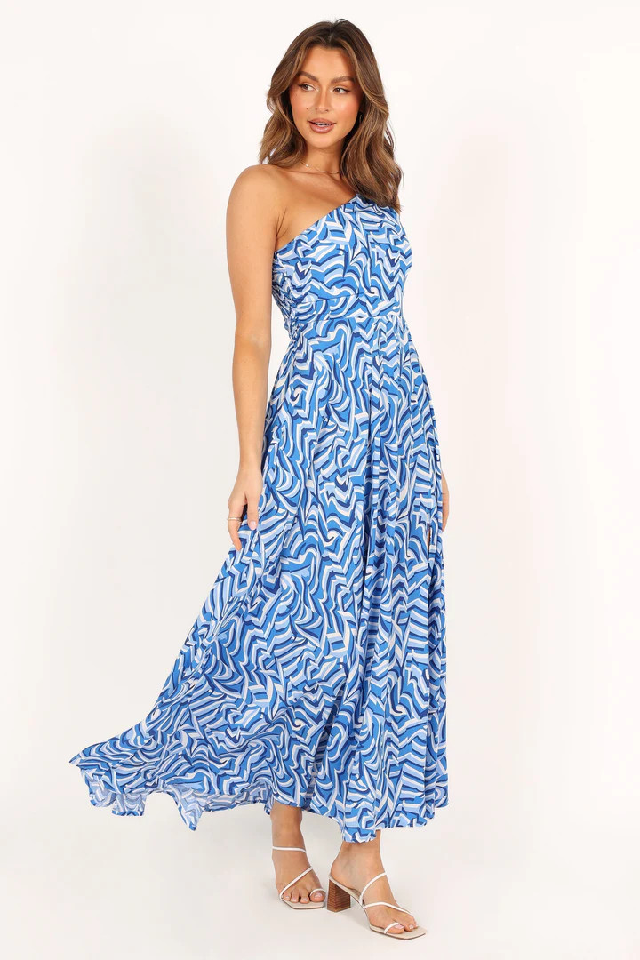 Lea One Shoulder Maxi Dress - Blue Multi | Petal & Pup (US)