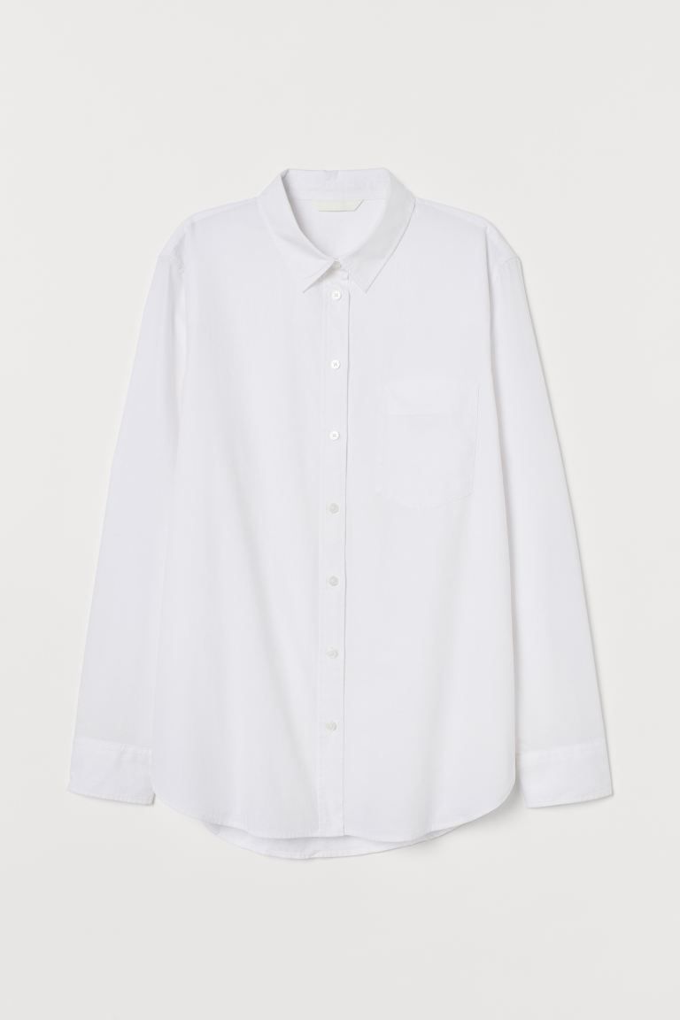 Relaxed-fit shirt in a cotton weave with a collar, buttons down the front and a yoke with a pleat... | H&M (UK, MY, IN, SG, PH, TW, HK)
