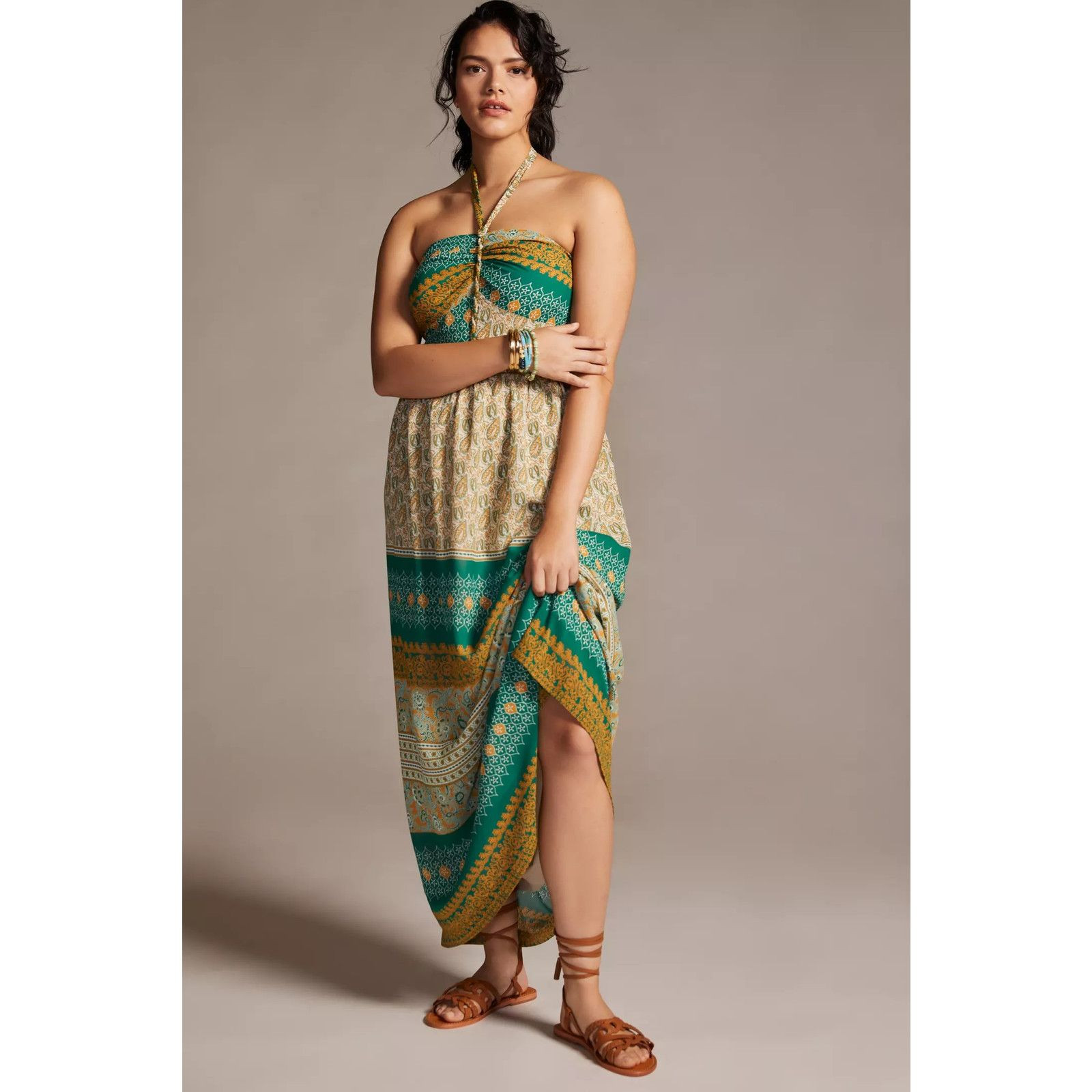 Anthropologie New Anthropologie TINY Twist Halter Maxi Dress $198 MEDIUM | Grailed | Grailed