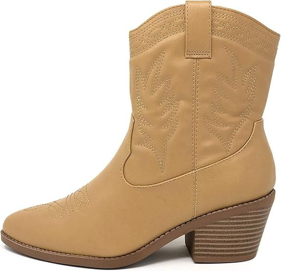 Soda Picotee Women Western Cowboy Cowgirl Stitched Ankle Boots | Amazon (US)