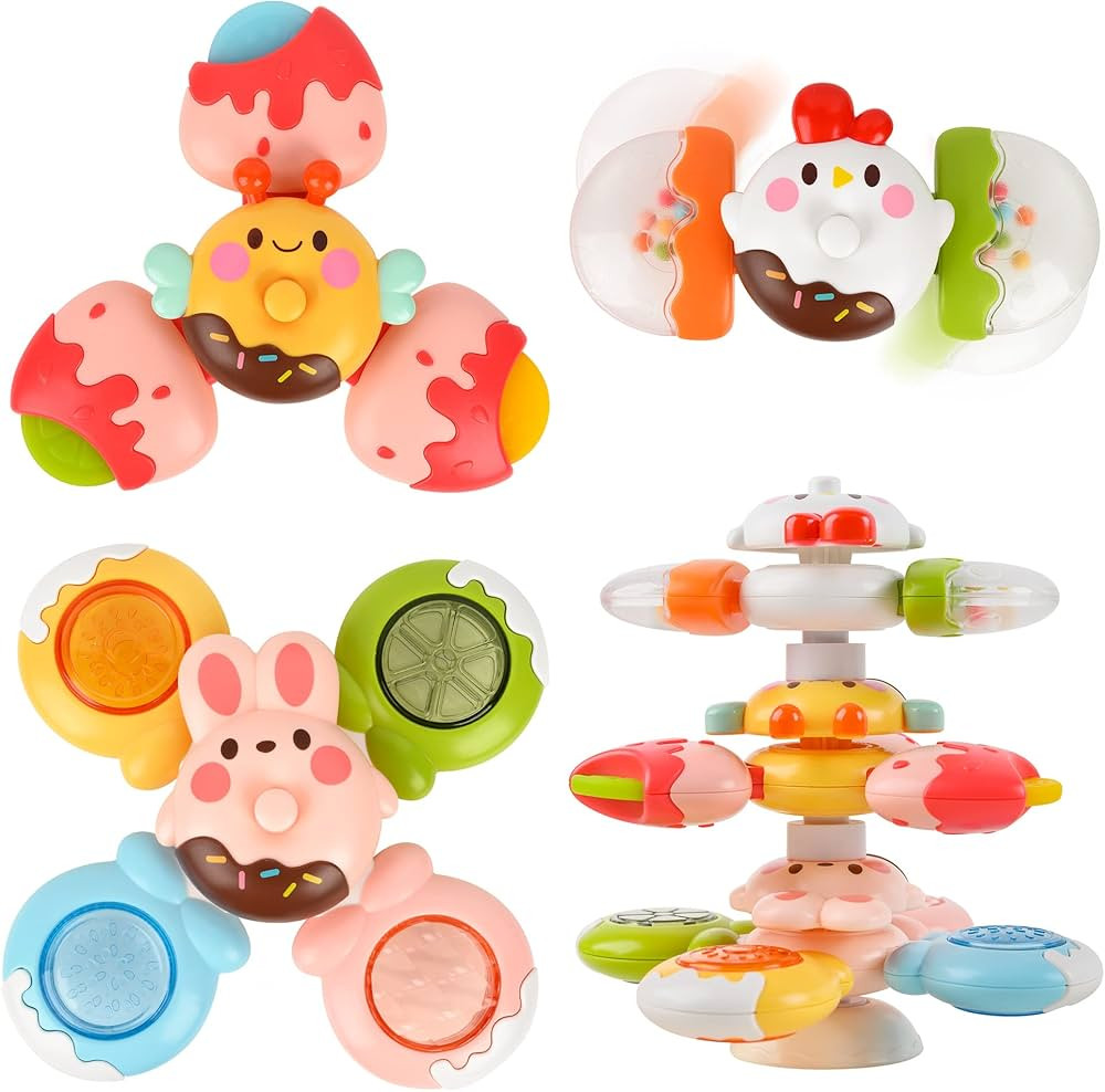Vanmor 12 PCS DIY Stackable Suction Cup Spinner Toy for Baby, 3 PCS Suction Spinner Toys for Babi... | Amazon (US)