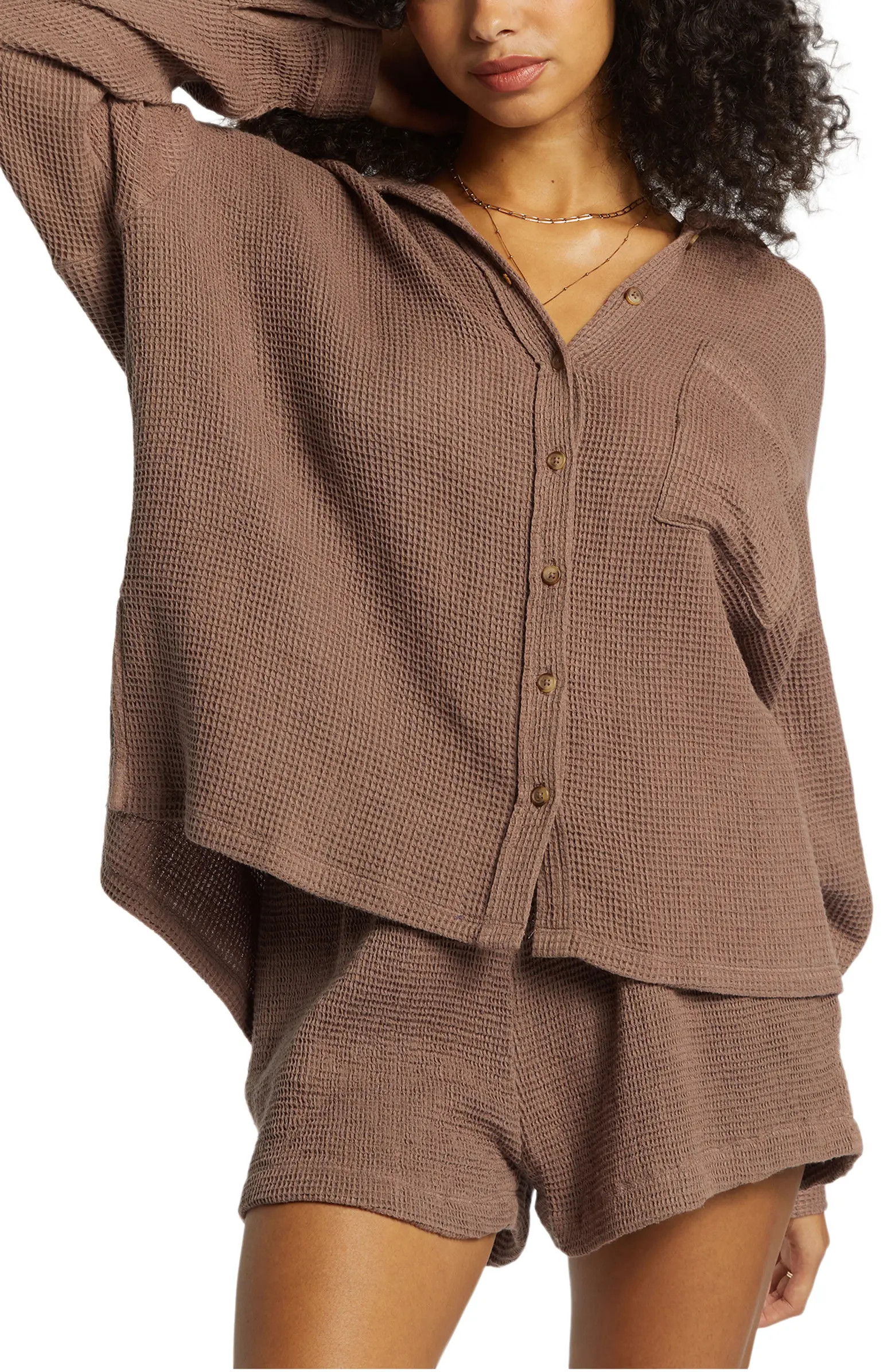 Billabong Odyssey Waffle Knit Oversize Shacket | Nordstrom | Nordstrom