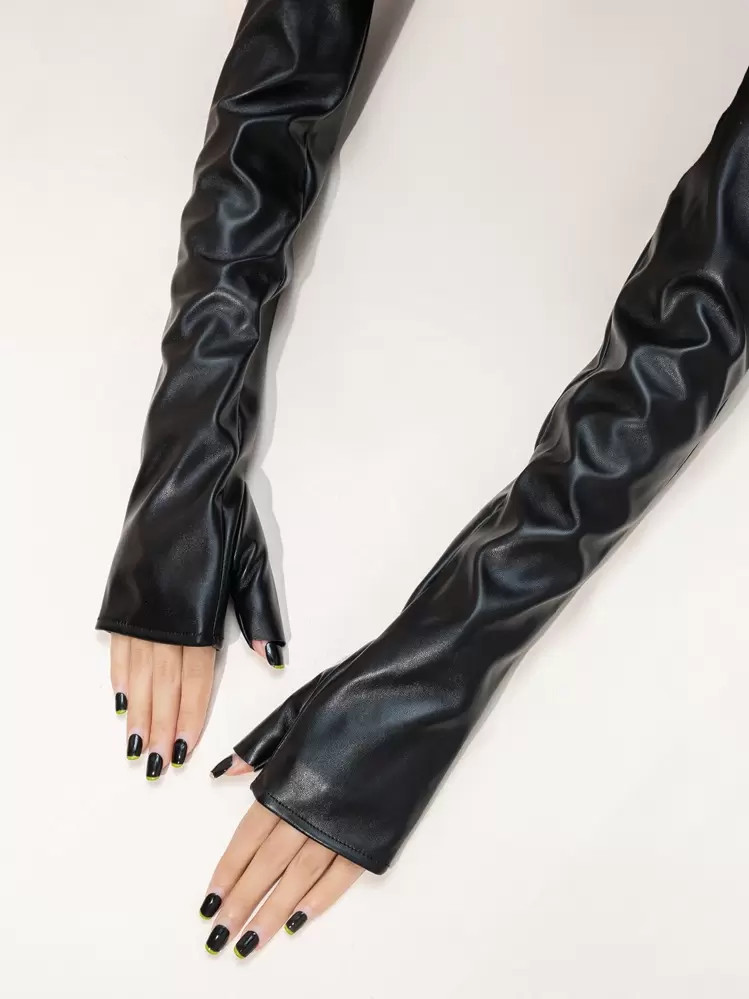 Street Solid Long Fingerless Gloves | SHEIN
