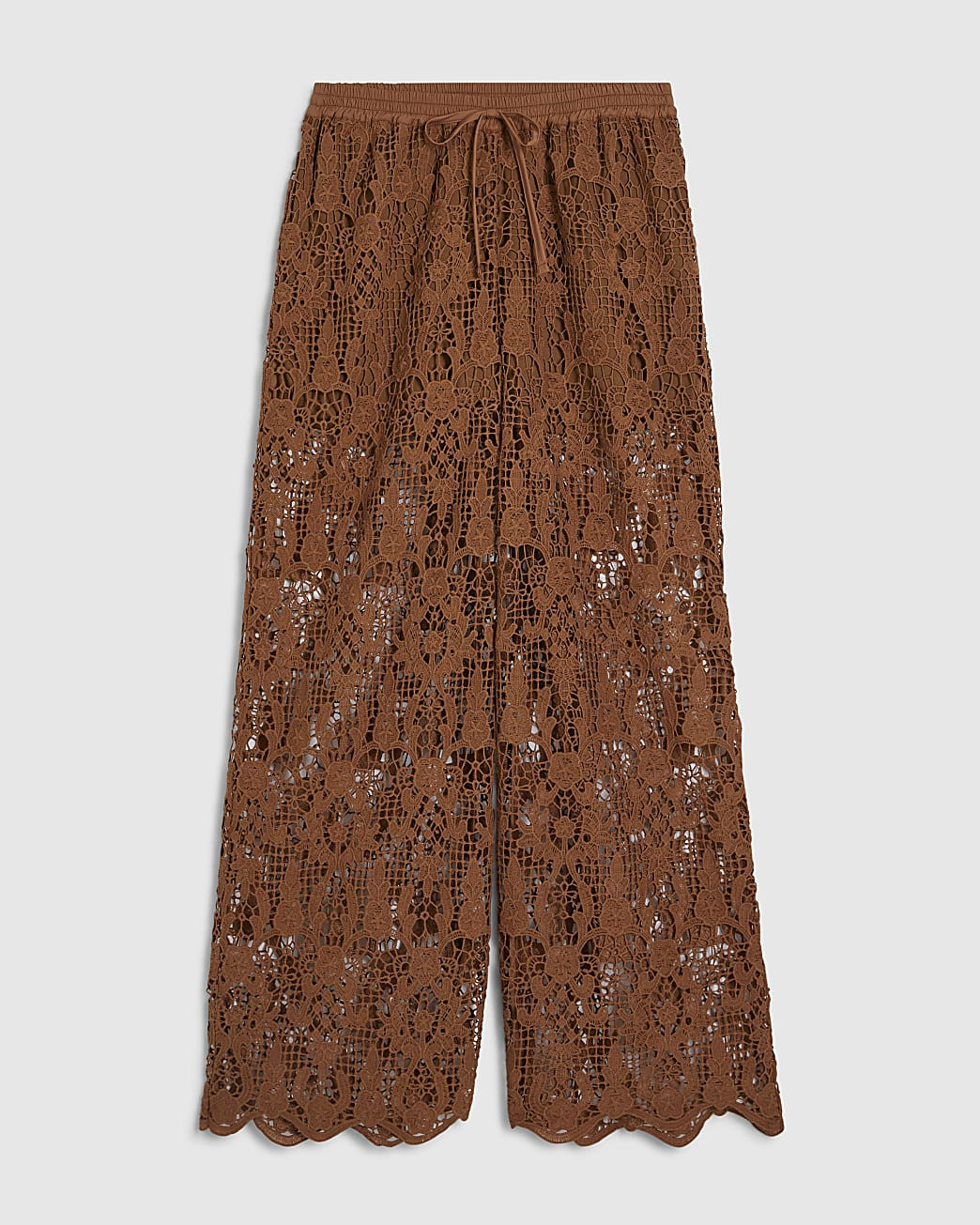 Brown Crochet Trousers | River Island UK & IE