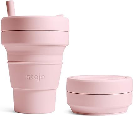 Stojo Collapsible Coffee Cup | Reusable To Go Large Pocket Size Travel Cup – Carnation Pink, 16... | Amazon (US)