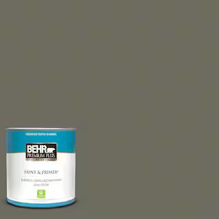 BEHR PREMIUM PLUS 1 qt. #N370-6 Gladiator Gray Satin Enamel Low Odor Interior Paint & Primer 7300... | The Home Depot