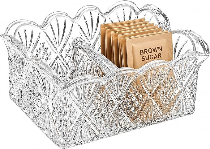 Godinger Dublin Crystal Sugar Packet Holder, Tea Bag Organizer & Sweetener Caddy – Elegant Coff... | Amazon (US)