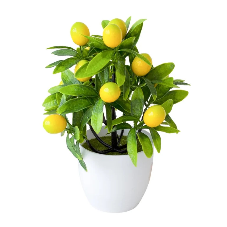 Deyuer Simulation Bonsai Not Withered Creating Vitality Plastic Fake 12 Mesh Lemon Artificial Pot... | Walmart (US)