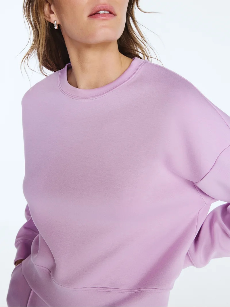 Scoop Women's and Women's Plus New Scubaknit Cropped Sweatshirt with Drop Sleeves, Sizes XS-4X | Walmart (US)