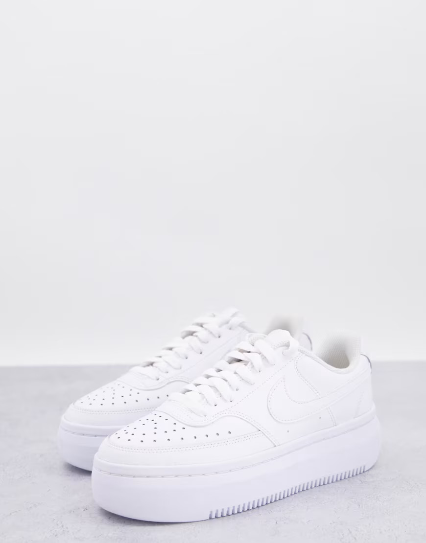 Nike Court Vision Alta Leather platform sneakers in triple white | ASOS (Global)