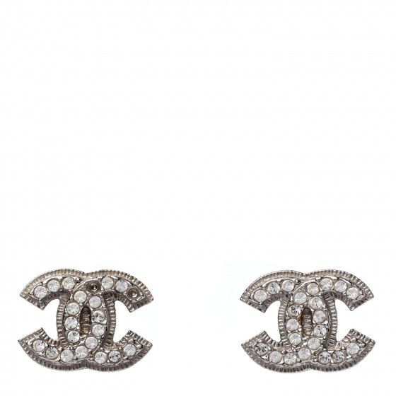 CHANEL Crystal Mini CC Earrings Silver | Fashionphile
