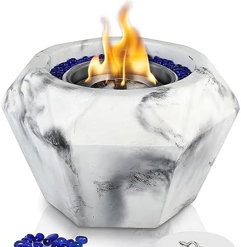 Table Top Fire Pit - Table Top Small Fire Pit Bowl, Diamond Shaping Design Concrete Firepit, Clea... | Amazon (US)