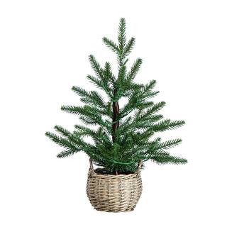 1.5 ft. Pre-Lit Artificial Mini Christmas Tree in Basket with 20-Warm White LED Lights | The Home Depot
