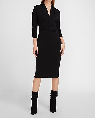 Gathered Side V-Neck Sheath Dress | Express