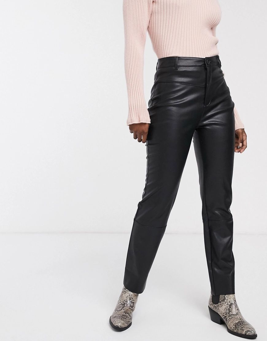 Pull&Bear faux leather trousers in black | ASOS (Global)