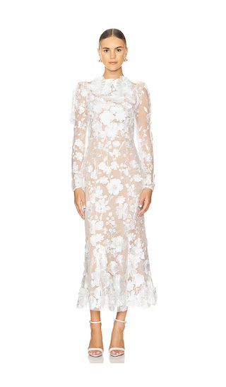 x REVOLVE Xandra Dress in Ivory | White Floral Dress | White Midi Dress | Revolve Clothing (Global)