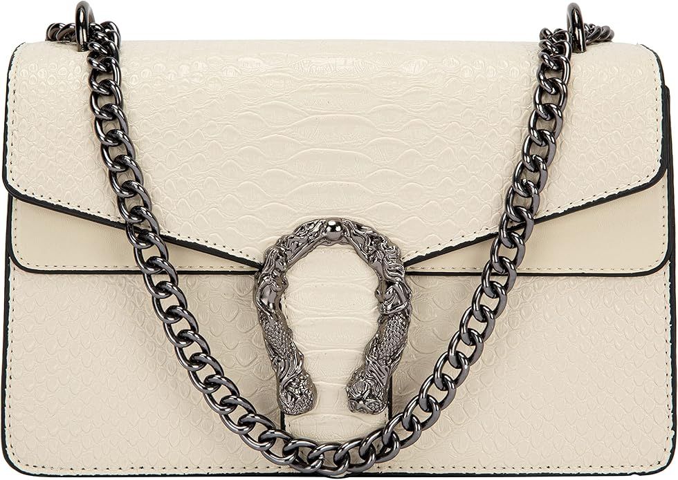 Amazon.com: Crossbody Shoulder Square Purse For Women - Fashion Embossed Snake-Print Leather Hand... | Amazon (US)