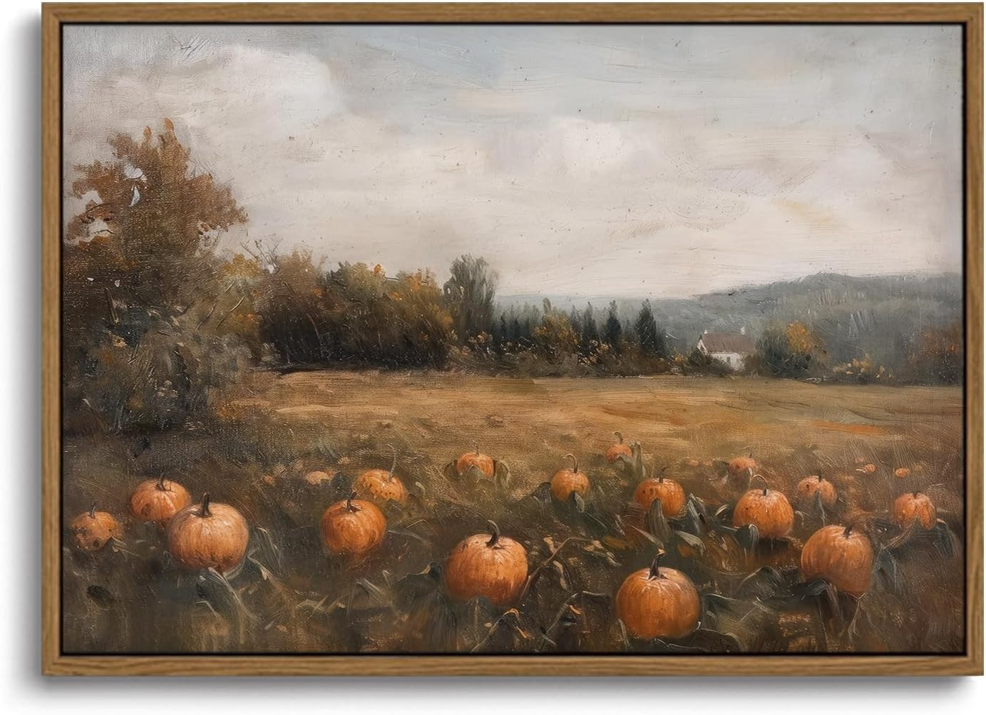 KISSFOX Framed Wall Art Vintage Wall Decor Landscape Pictures Thanksgiving Pumpkin Canvas Art Cottage Paintings Fall Countryside Prints Farmhouse Artwork For Bedroom Living Room Kitchen | Amazon (US)