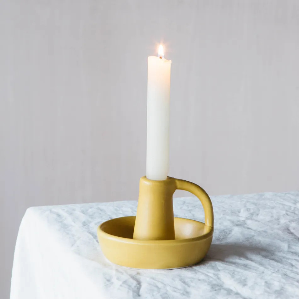 Yellow Curve Candle Holder | Graham and Green