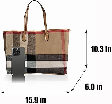 Plaid Canvas Women's Tote Aag Large Capacity Fashion Spacious Satchel Leisure Beach Bag | Amazon (US)