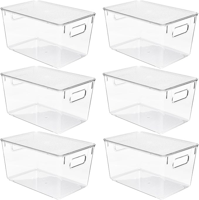 Vtopmart 6 Pack Clear Stackable Storage Bins with Lids, Large Plastic Containers with Handle for ... | Amazon (US)