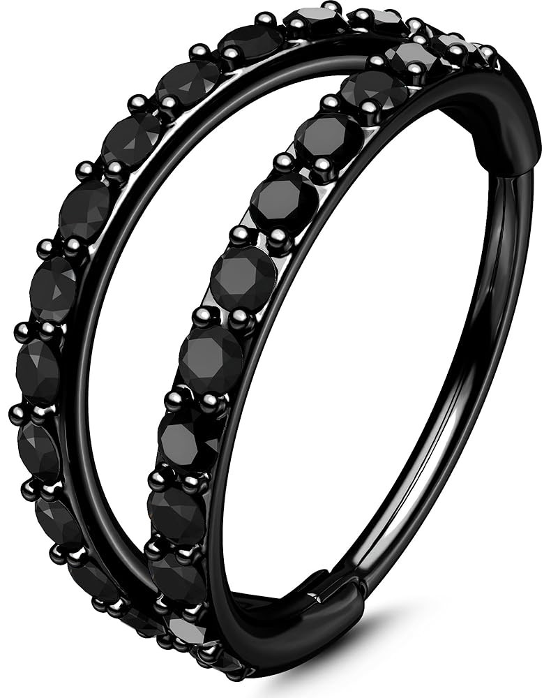 OUFER Black Nose Rings Hoops, Halloween 316L Surgical Steel 20G Double Hoop Nose Rings for Women,... | Amazon (US)