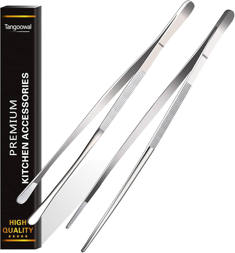 2 Pcs 12-Inch Fine Tweezer Tongs,Extra-Long Stainless Steel Tweezers Tongs | Amazon (US)