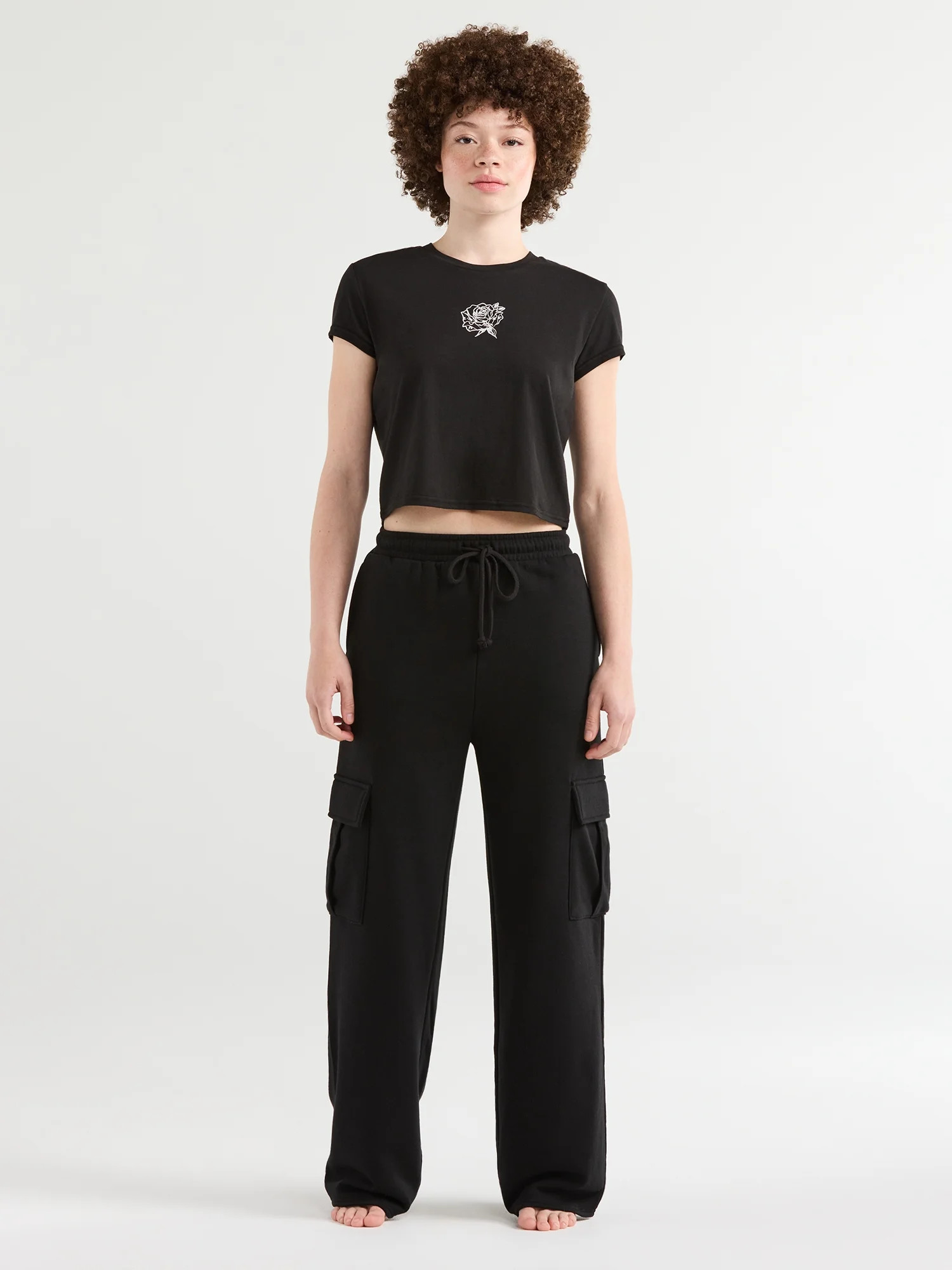 No Boundaries Sleep Cargo Fleece Pants, 29" Inseam, Women's and Women's Plus | Walmart (US)