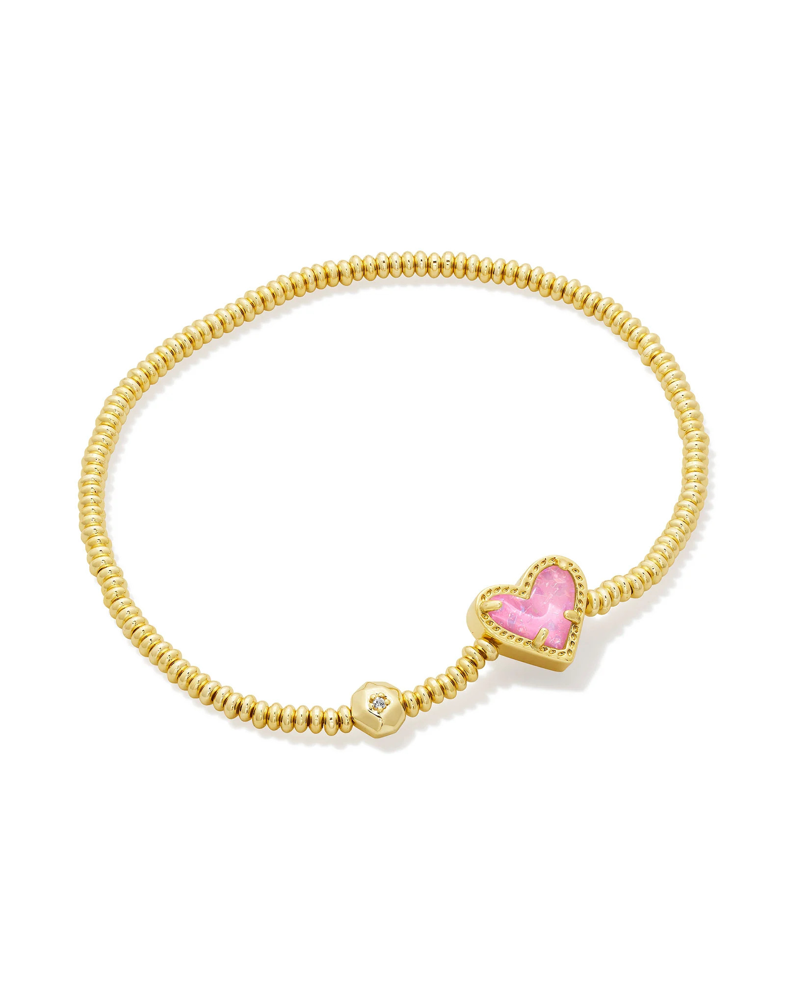 Ari Heart Gold Stretch Bracelet in Pink Iridescent Glitter Glass | Kendra Scott | Kendra Scott