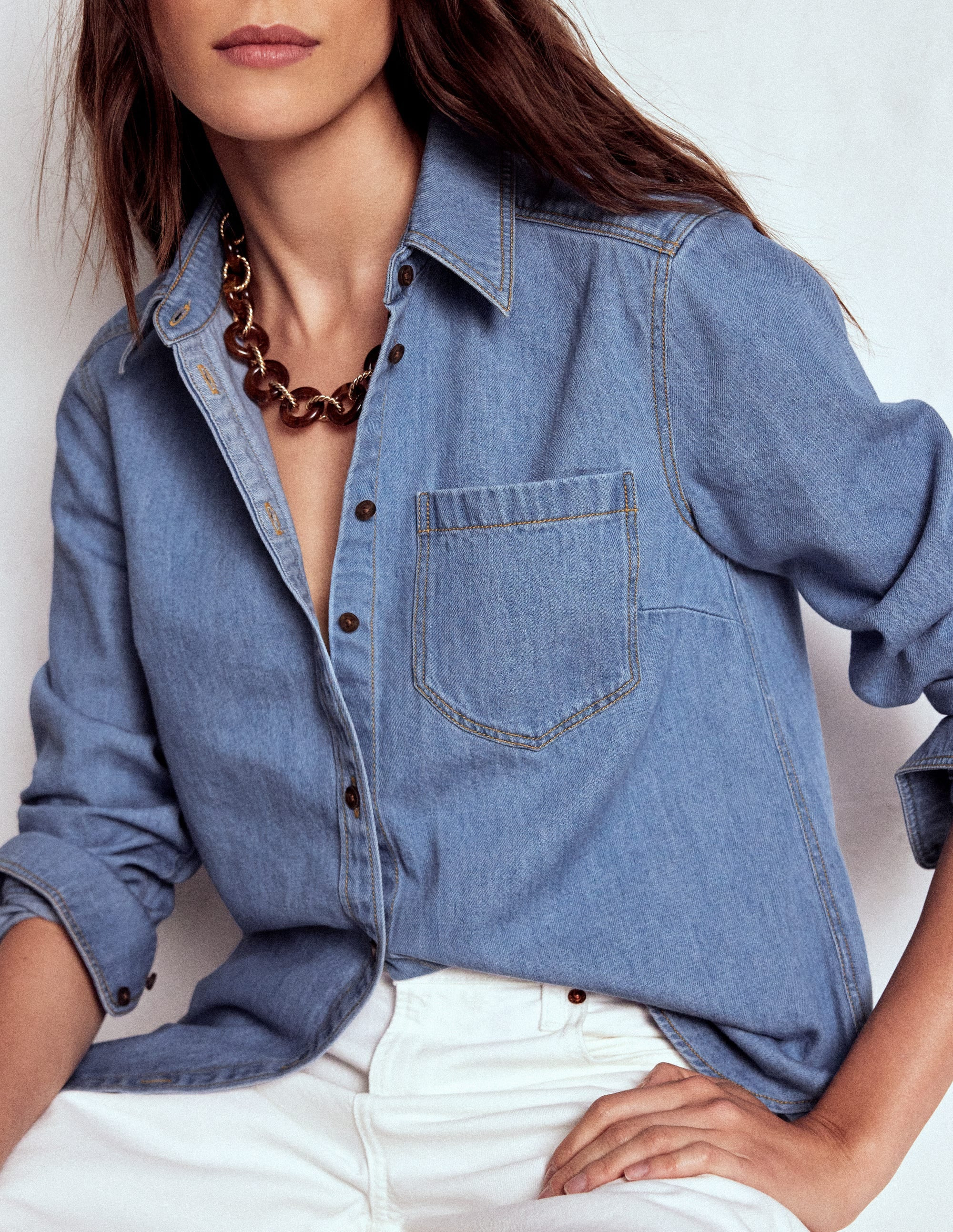 Denim Shirt-Light Authentic Female Boden | Boden UK
