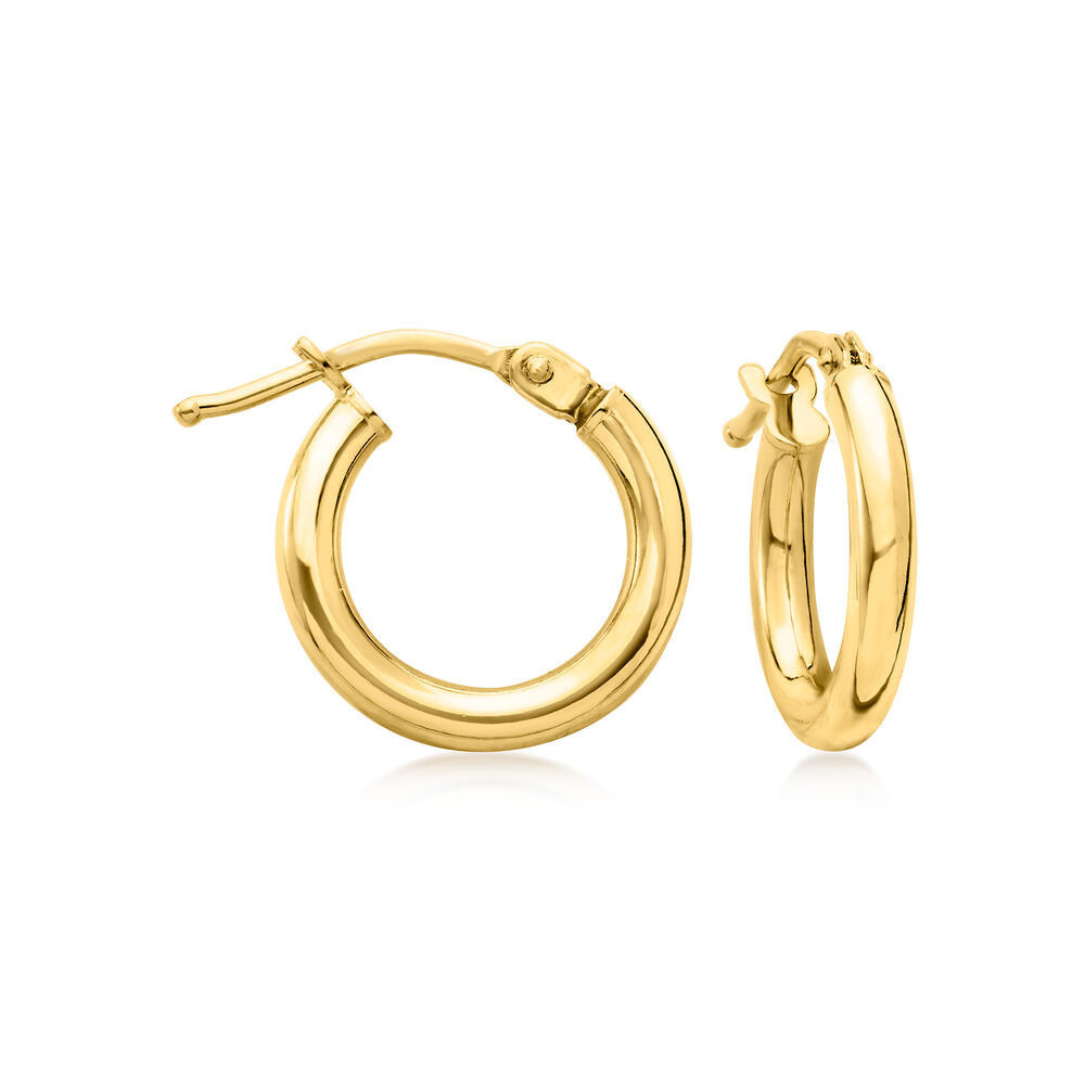 Italian 2mm 18kt Yellow Gold Huggie Hoop Earrings. 1/2" | Ross-Simons