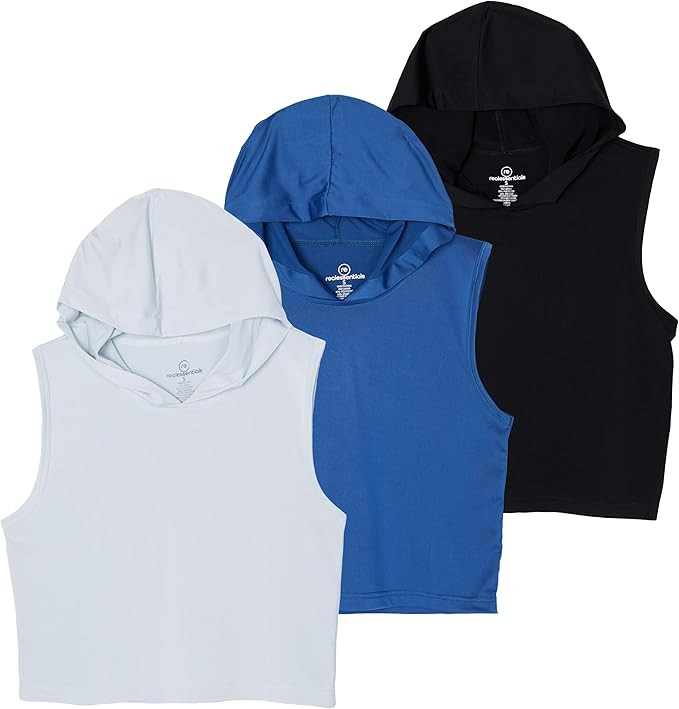 3 Pack: Women's Dry-Fit Sleeveless Cropped Tank Top Hoodie - Athletic Crop Sweatshirt | Amazon (US)