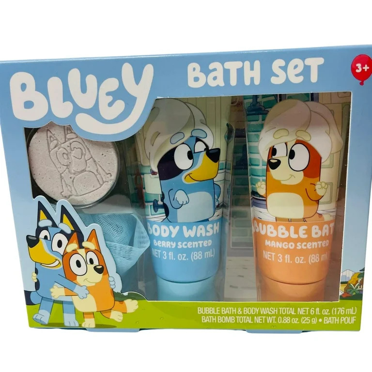 Bluey Kids Bath Set – Bubble Bath, Body Wash & Bath Bomb, 3-Pack | Walmart (US)