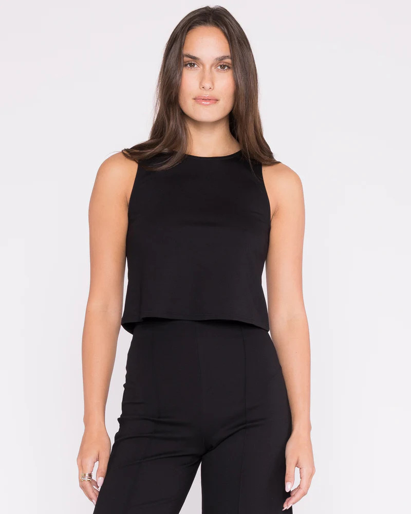 Black Ponte Knit Tank Top | Ripley Rader