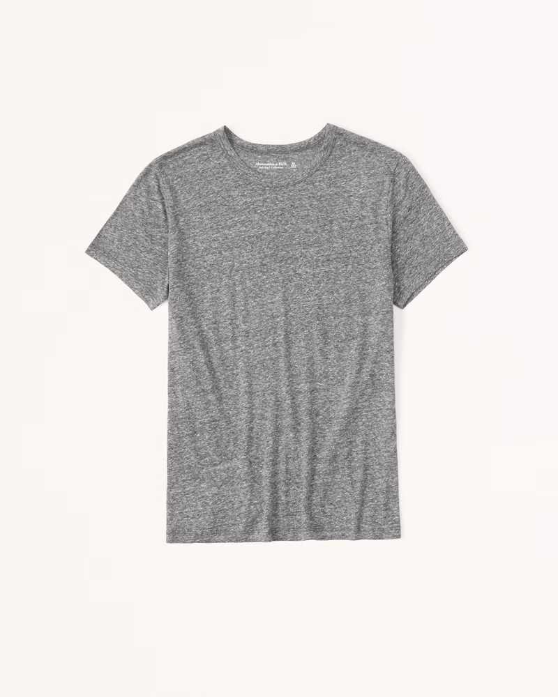 Short-Sleeve Linen-Blend Crew Tee | Abercrombie & Fitch (US)