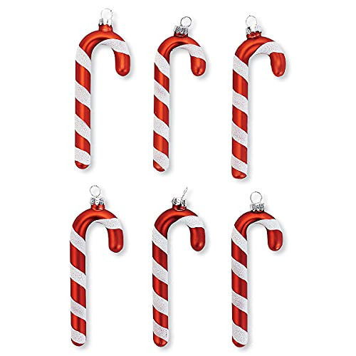 Current Candy Cane Glass Christmas Ornaments- Set of 6, 4 inch, Holiday Festive Party Home Décor, Tree Decorations & Wreath | Amazon (US)