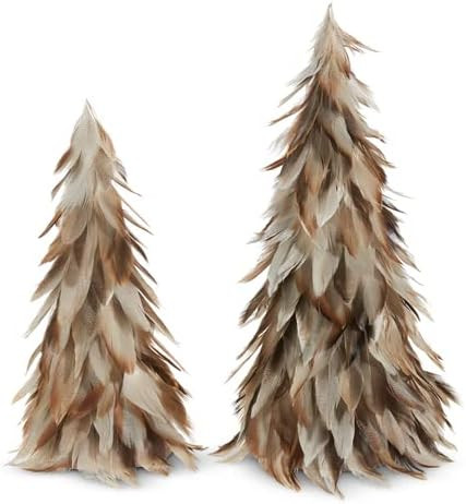 Raz Imports 2023 Holiday House 18" Light Beige Feather Trees, Set of 2 | Amazon (US)