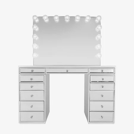 Impressions Vanity Slaystation Plus Premium Mirrored Vanity Table with and Hollywood Glow Pro Vanity | Walmart (US)