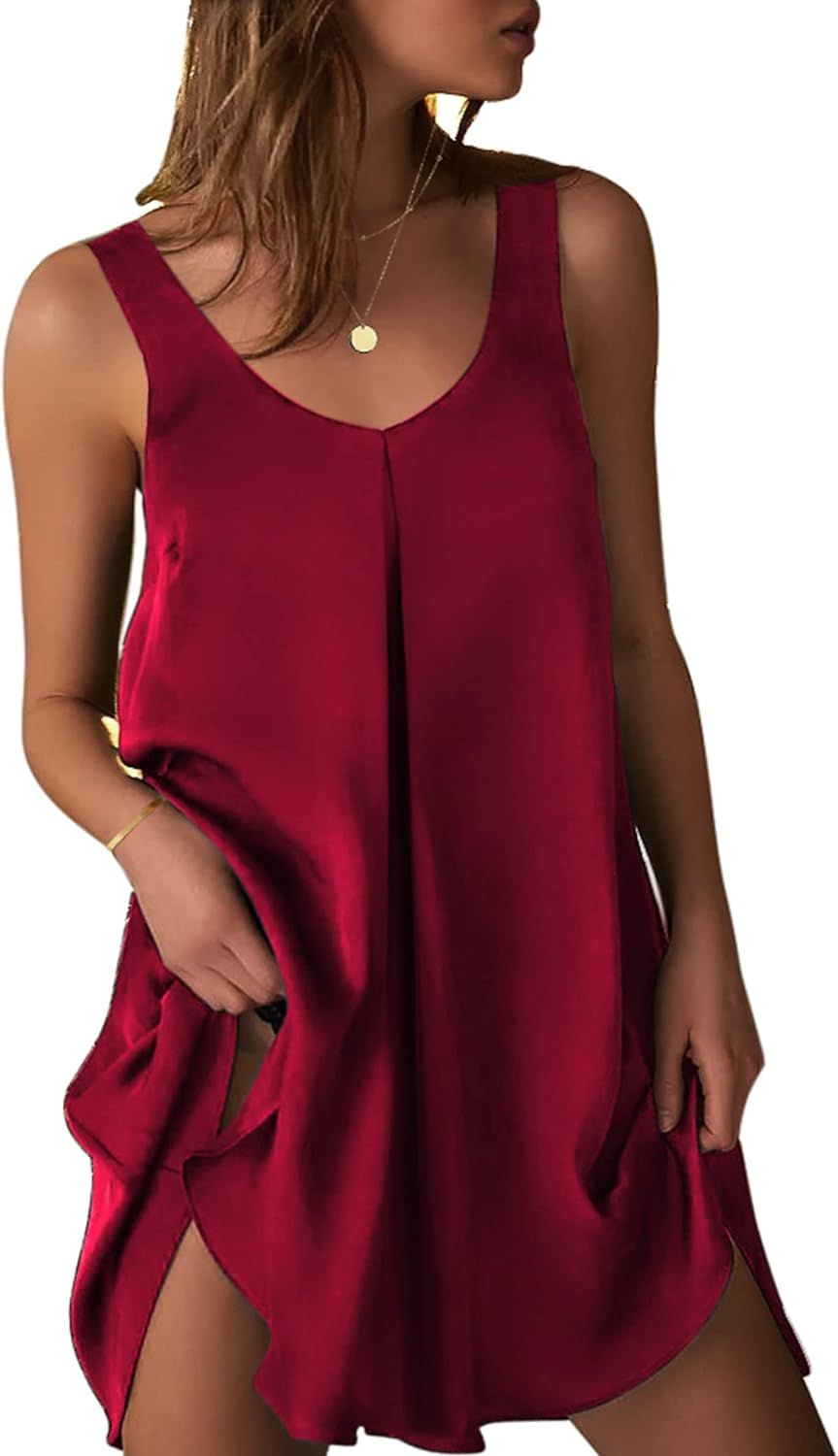 Ekouaer Women's Sleeveless V Neck Satin Nightgown       Add to Logie | Amazon (US)
