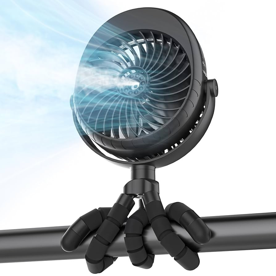Misting Baby Stroller Fan, 4000mAh Rechargeable Battery Operated, 270°Pivoting, 15H Cooling,50ml... | Amazon (US)